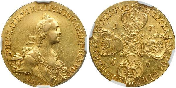 10 Rublo Impero russo (1720-1917) Oro Caterina II (1729-1796)