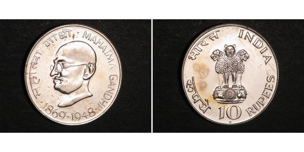 10 Rupee India Argento 