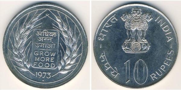 10 Rupee India (1950 - ) Argento 