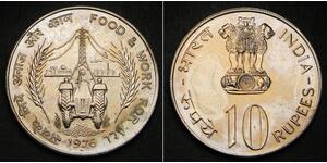 10 Rupee India (1950 - ) Níquel/Cobre 