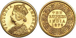 10 Rupee Raj britannique (1858-1947) Or Victoria (1819 - 1901)