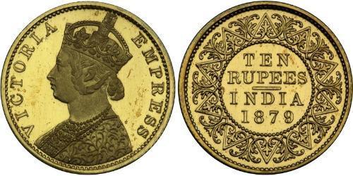 10 Rupee Raj britannique (1858-1947) Or Victoria (1819 - 1901)