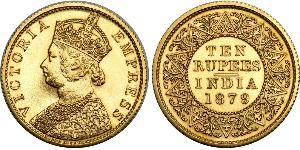 10 Rupee Raj Britannico (1858-1947) Oro Vittoria (1819 - 1901)