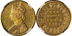 10 Rupee Raj Britannico (1858-1947) Oro Vittoria (1819 - 1901)