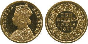 10 Rupee Raj Britannico (1858-1947) Oro Vittoria (1819 - 1901)