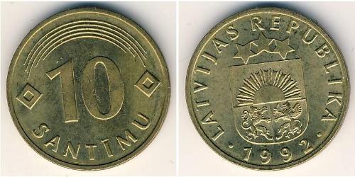 10 Santims Latvia (1991 - ) Brass 