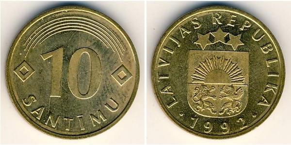 10 Santims Letonia (1991 - ) Latón 