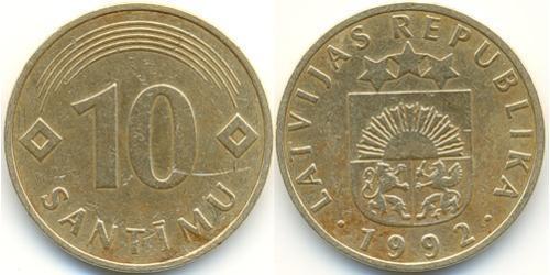 10 Santims Latvia (1991 - ) Brass/Nickel 