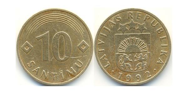 10 Santims Latvia (1991 - ) Brass/Nickel 