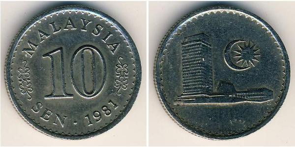 10 Sen Malasia (1957 - ) Níquel/Cobre 