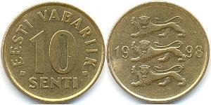 10 Sent Estonia (1991 - ) Aluminio/Bronce 