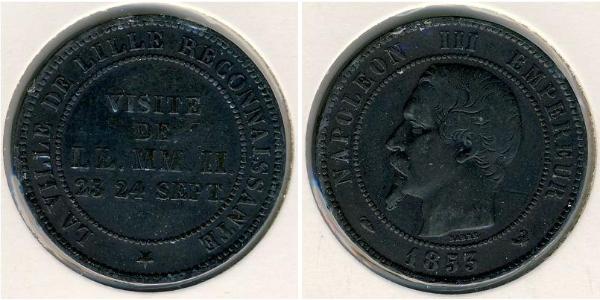 10 Sent Segundo Imperio francés (1852-1870) Bronce Napoleon III (1808-1873)