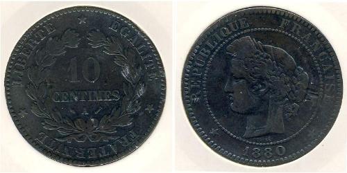 10 Sent French Third Republic (1870-1940)  Bronze 