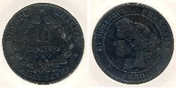 10 Sent Terza Repubblica francese (1870-1940)  Bronzo 