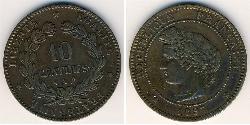 10 Sent Terza Repubblica francese (1870-1940)  Bronzo 