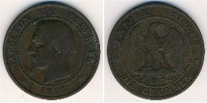 10 Sent Second French Empire (1852-1870) Copper Napoleon III (1808-1873)