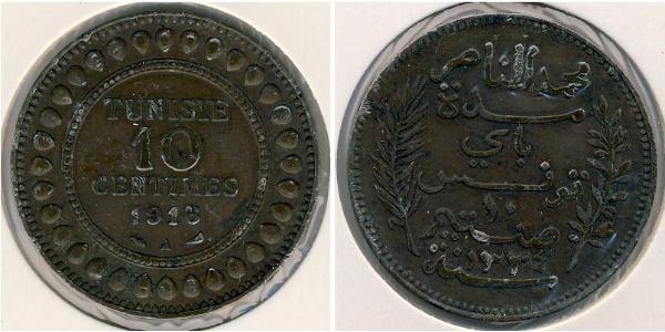 10 Sent Tunisie Cuivre 