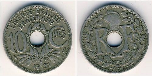10 Sent Troisième République (1870-1940)  Cuivre/Nickel 