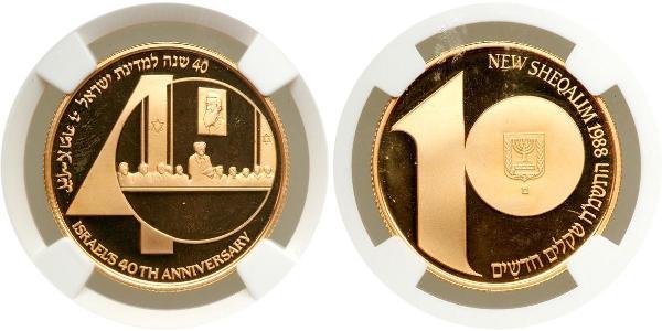 10 Sheqalim Israele (1948 - ) Oro 