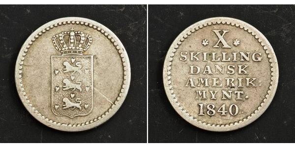 10 Skilling Данія Срібло Фредерик VI, король Данії (1768 -1839)