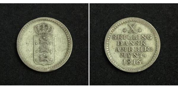 10 Skilling 丹麦 銀 弗雷德里克六世 (丹麦) (1768 - 1839)