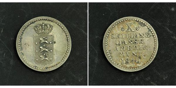 10 Skilling 丹麦 銀 弗雷德里克六世 (丹麦) (1768 - 1839)
