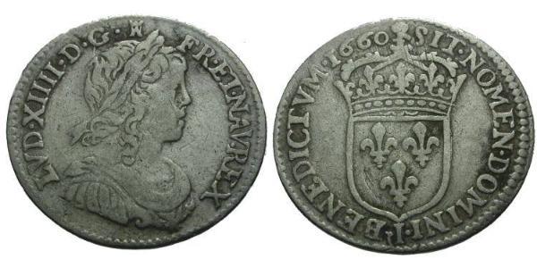 10 Sol Reino de Francia (843-1791) Plata Luis XIV de Francia (1638-1715)