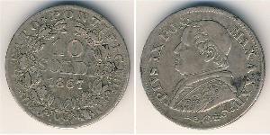 10 Soldo États pontificaux (752-1870) Argent Pie IX (1792- 1878)