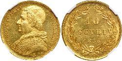 10 Soldo États pontificaux (752-1870) Or Grégoire XVI