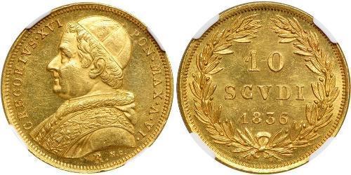 10 Soldo États pontificaux (752-1870) Or Grégoire XVI