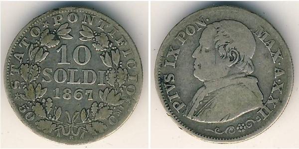 10 Soldo Estados Pontificios (752-1870) Plata Pío IX (1792- 1878)