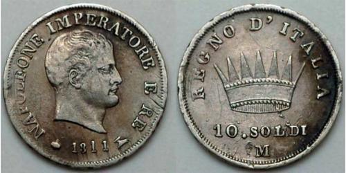 10 Soldo Reino de Italia (1805–1814) Plata Napoleón Bonaparte(1769 - 1821)