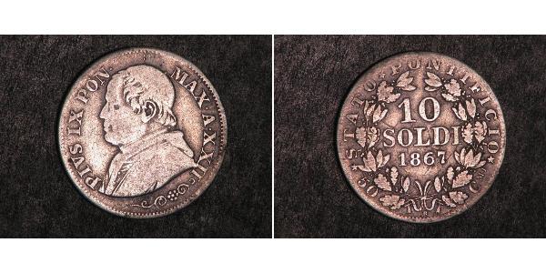 10 Soldo Papal States (752-1870) Silver Pope Pius IX (1792- 1878)