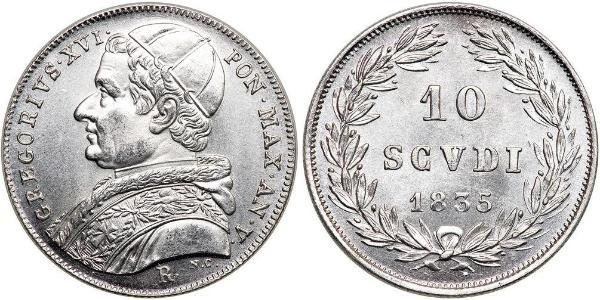 10 Soldo 教皇国 (754 - 1870) 銀 額我略十六世 (1765 - 1846)