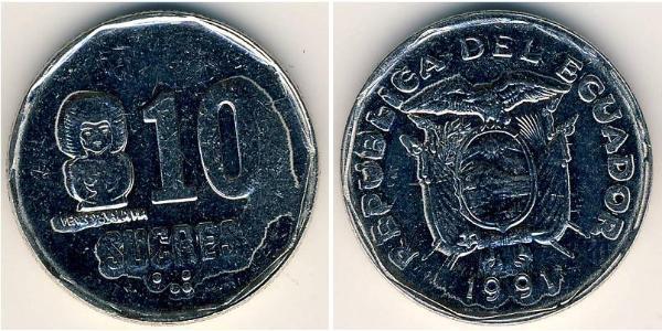 10 Sucre Équateur (pays) Acier/Nickel 