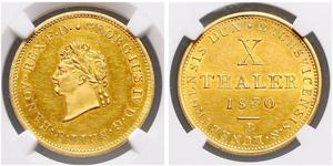 10 Thaler Stati federali della Germania Oro Giorgio IV (1762-1830)