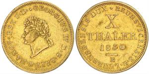 10 Thaler Stati federali della Germania Oro Giorgio IV (1762-1830)