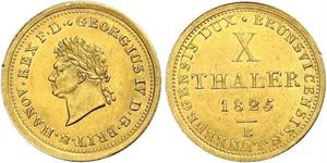 10 Thaler Stati federali della Germania Oro Giorgio IV (1762-1830)