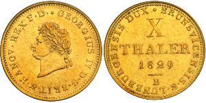 10 Thaler 联邦州 (德国) 金 喬治四世 (1762-1830)