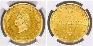 10 Thaler 联邦州 (德国) 金 喬治四世 (1762-1830)