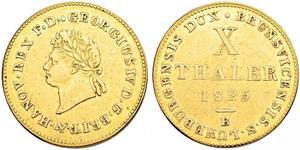 10 Thaler 联邦州 (德国) 金 喬治四世 (1762-1830)