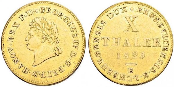 10 Thaler 联邦州 (德国) 金 喬治四世 (1762-1830)