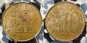 10 Won Südkorea Messing 