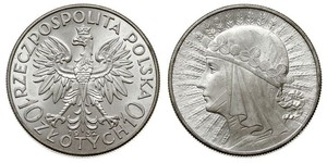 10 Zloty Deuxième République de Pologne (1918 - 1939) Argent Hedwige Ire de Pologne