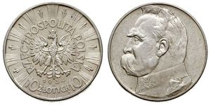 10 Zloty Deuxième République de Pologne (1918 - 1939) Argent Józef Piłsudski