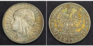 10 Zloty Deuxième République de Pologne (1918 - 1939) Argent Hedwige Ire de Pologne