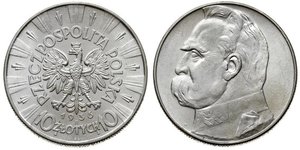 10 Zloty Deuxième République de Pologne (1918 - 1939) Argent Józef Piłsudski