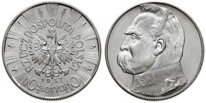 10 Zloty Deuxième République de Pologne (1918 - 1939) Argent Józef Piłsudski