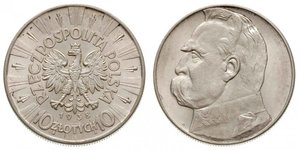 10 Zloty Deuxième République de Pologne (1918 - 1939) Argent Józef Piłsudski