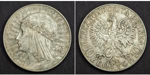 10 Zloty Deuxième République de Pologne (1918 - 1939) Argent Hedwige Ire de Pologne